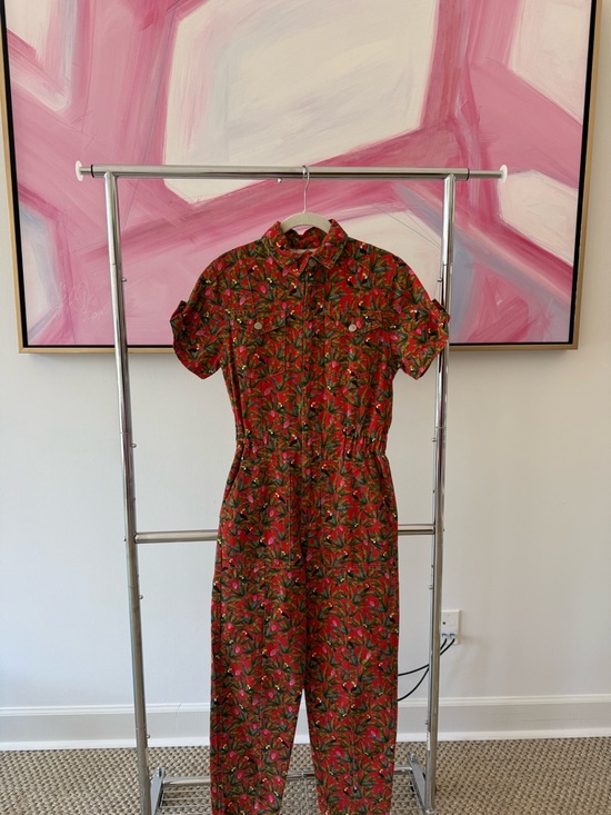 Pants - Farm Rio Red Floral Short-Sleeve Jumpsuit, size xs
